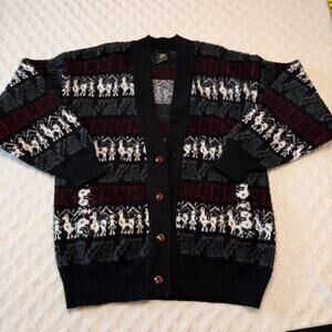 Tejidos Ruminahui Mens Alpaca Button Cardigan 100% Wool Sweater Blue XL Aztec